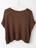 New In Mocha Open-Knit Short-Sleeve Sweater, Juniors Small