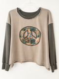 Boho Peace Sign Raw-Edge Sweatshirt