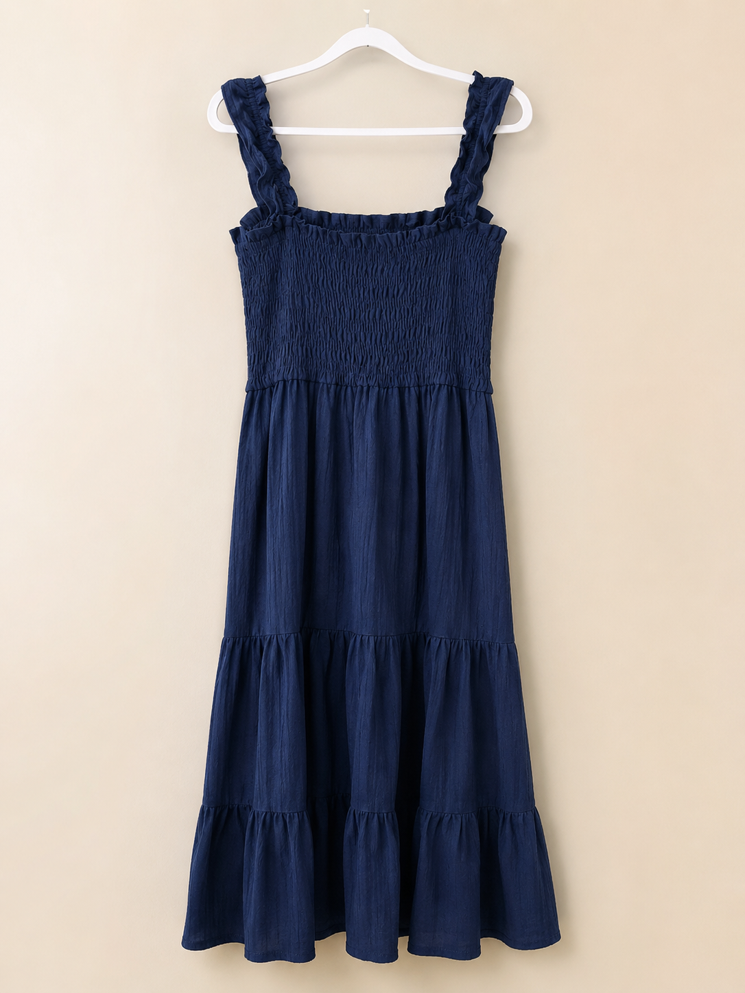 Love Tree Navy Smocked Tiered Midi Dress, Juniors Small
