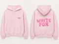 White Fox With Love Oversized Hoodie – Light Pink, XXS/XS