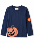 Smockingbird Halloween Pumpkin Appliqué Top, Boys 8