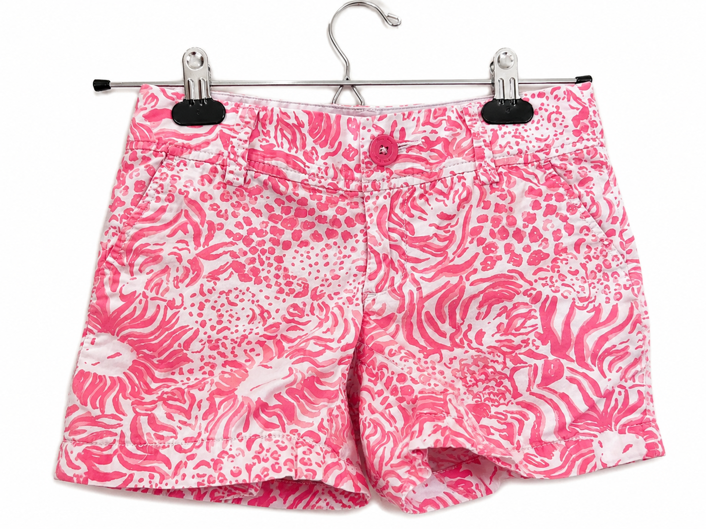 Lilly Pulitzer Pink, White Printed Shorts, 000