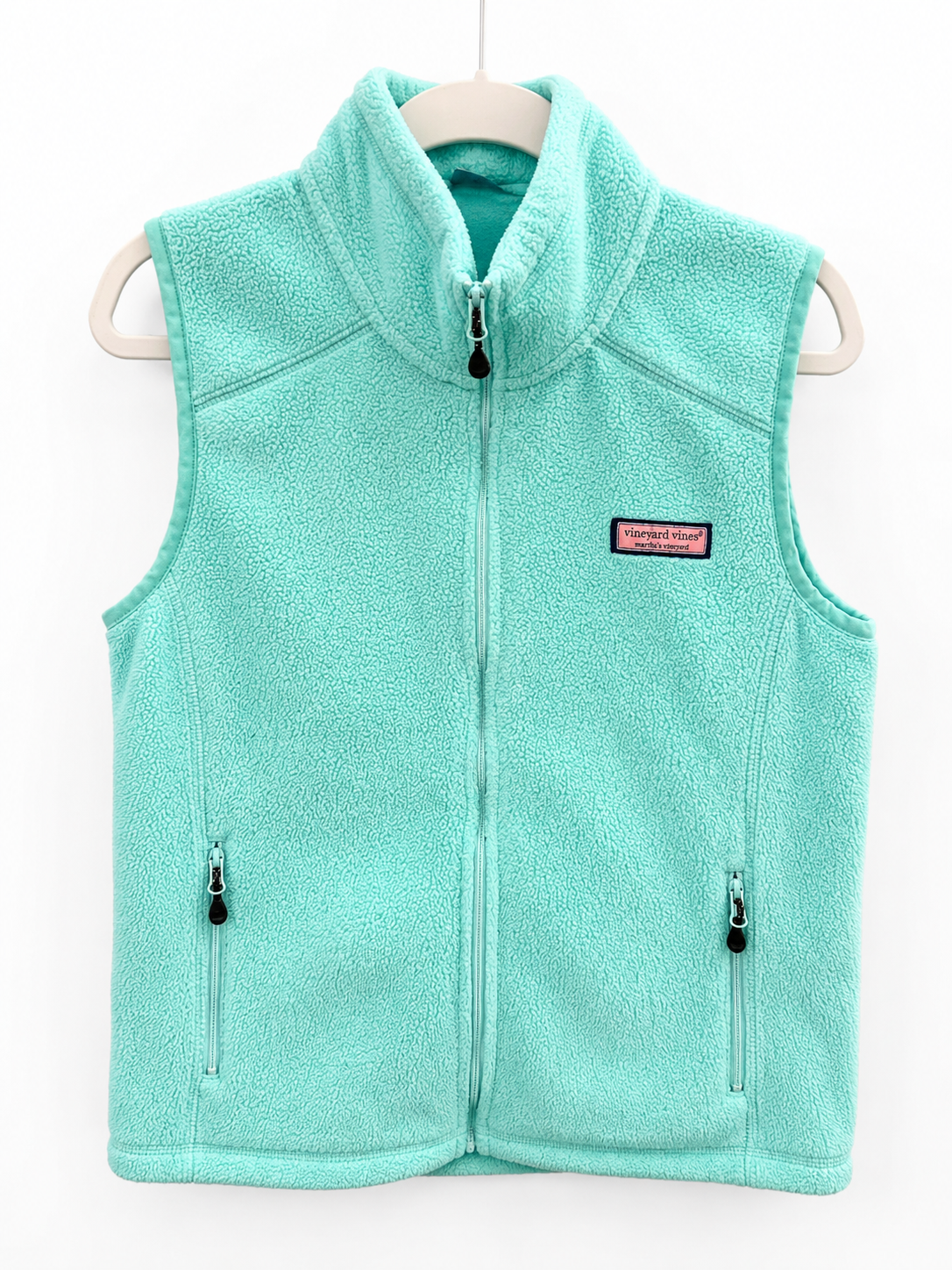 Vineyard Vines Girls Fleece Full-Zip Vest | Mint, Girls 7/8