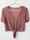 Show Me Your Mumu Tie Front Crop Top | Mauve, X-Small