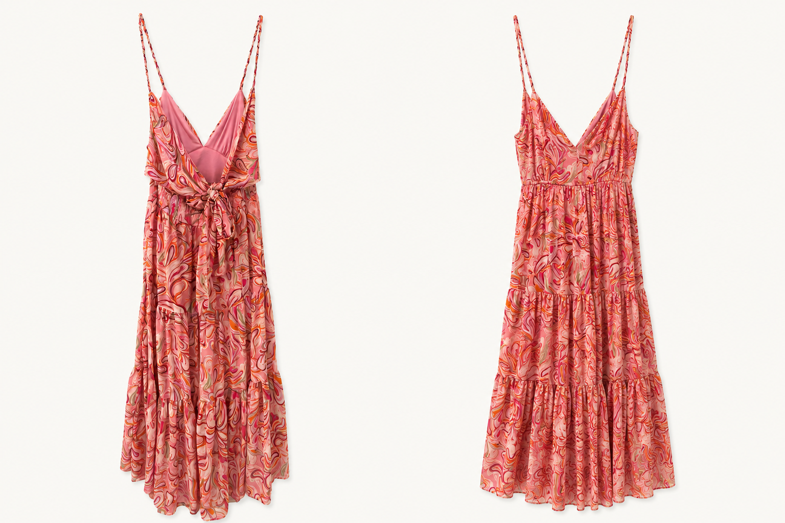 Jessica Simpson Pink Abstract Print Tie Front Maxi Dress, Women's Small