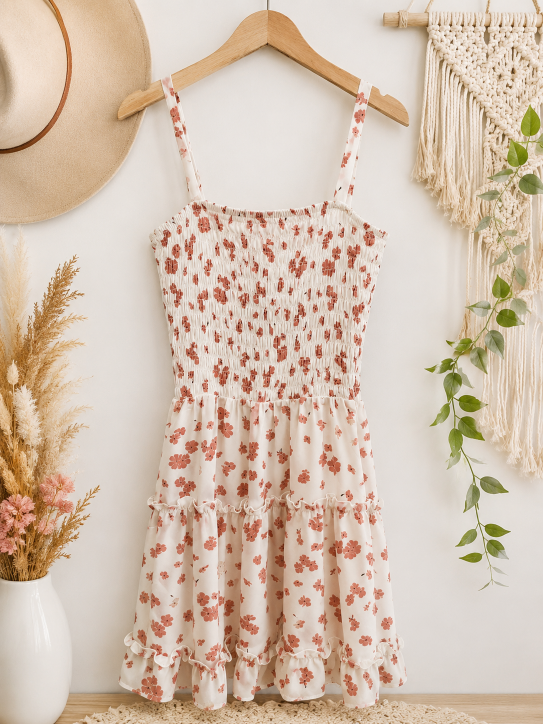 Sienna Sky Smocked Floral Tiered Mini Dress, X-Small