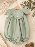 Little Harts Bunny Bubble Romper "P" Monogram, 3 mo.