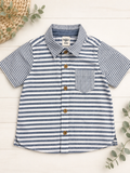 OshKosh B'gosh Blue, White Striped Button-Up Shirt, 2T