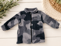 Columbia Gray, Black Camo Fleece Zip Jacket, 6-12 mo.