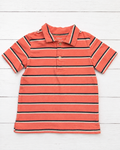 Carter's Coral, Navy Striped Short Sleeve Polo, 24 mo.