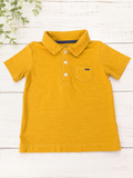 Car Mustard Yellow Short Sleeve Polo, 24 mo.