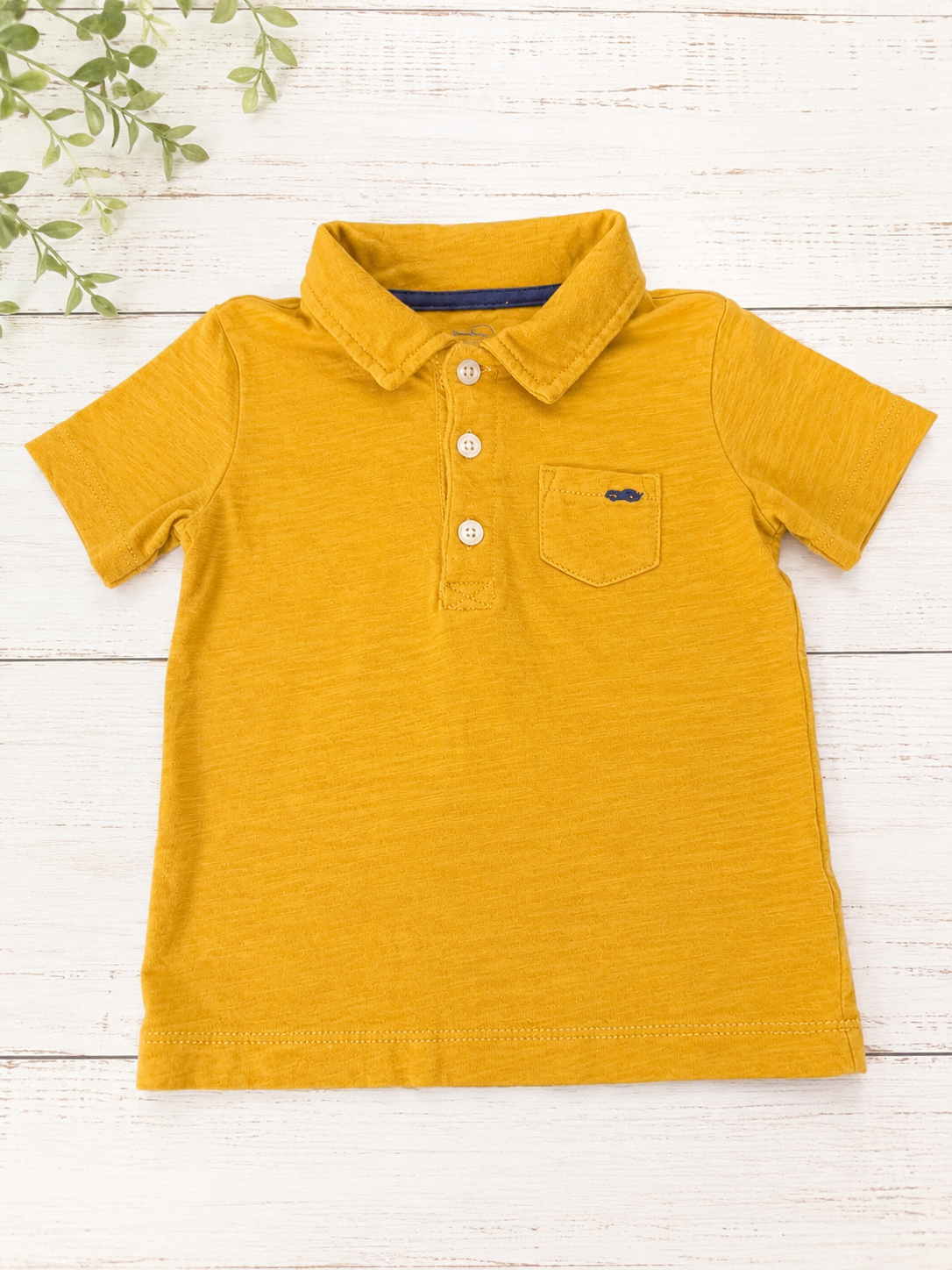 Car Mustard Yellow Short Sleeve Polo, 24 mo.