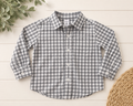 Carter's Gray, White Gingham Button-Up Shirt, 18 mo.