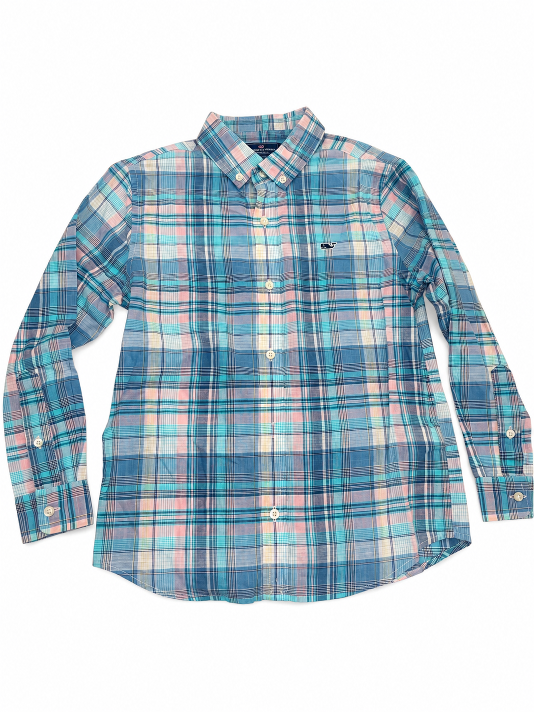 Vineyard Vines Multi Blue Plaid Button-Down shirt, Boys 7