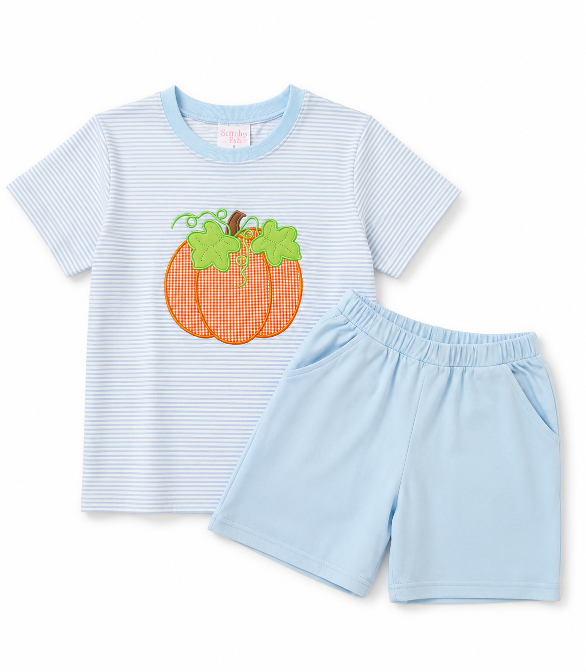 Stitchy Fish Pumpkin Appliqué Short Set, Boys 8