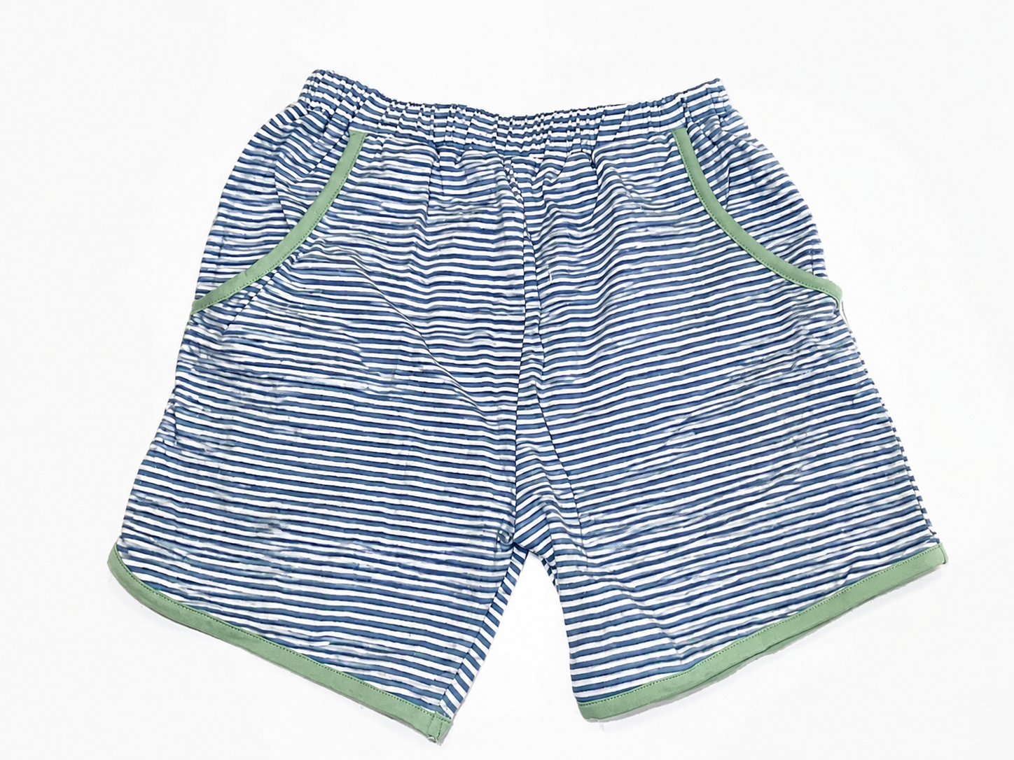 Boutique Blue, White Striped Knit Pocket Shorts, Boys 8