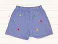 Little English Airplane Embroidered Gingham Shorts, Boys 8
