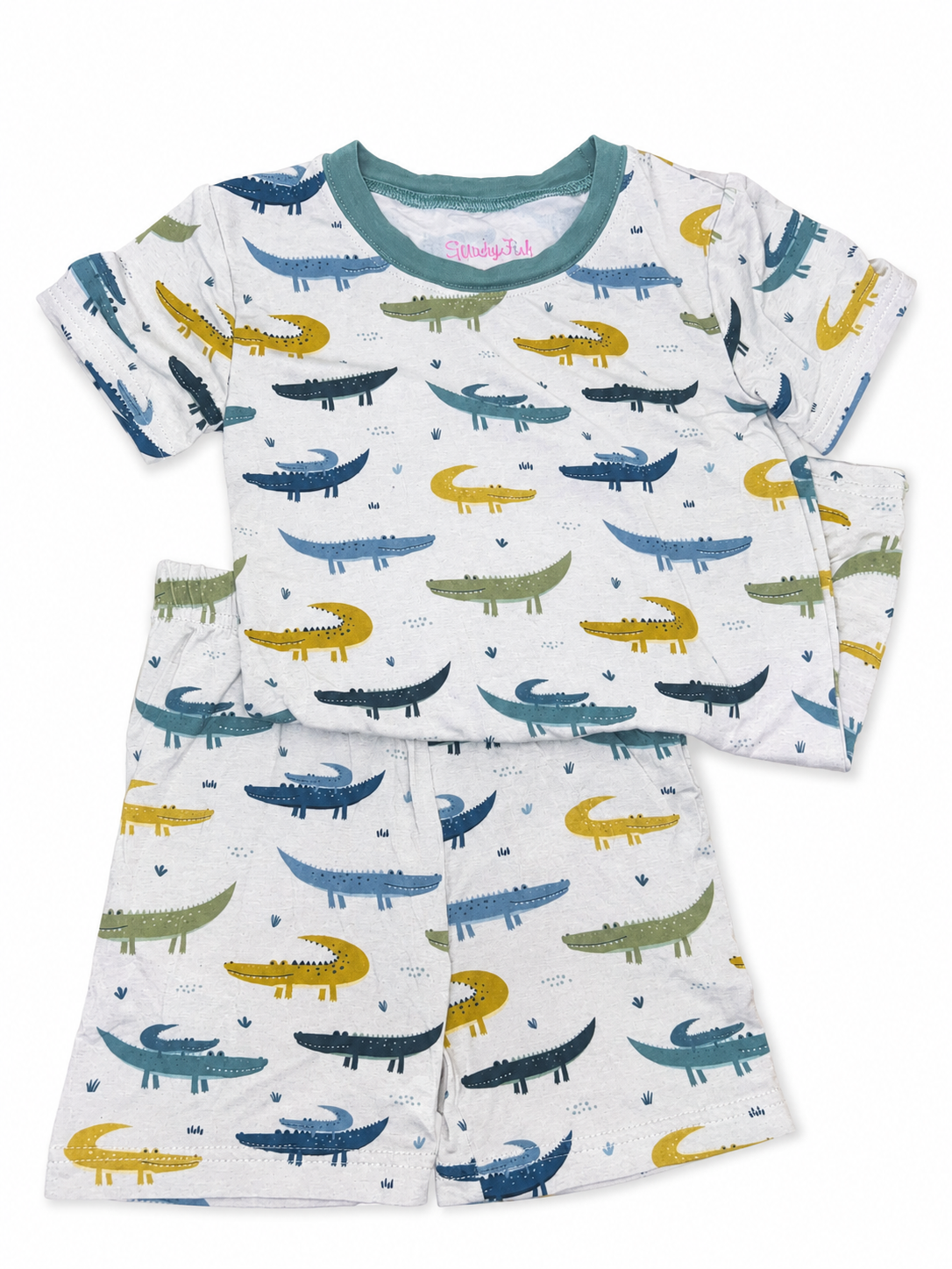 Stitchy Fish Alligator Pajama Set, 5/6