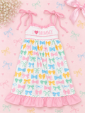 Abby & Evie "I ❤️ Mommy" Smocked Bow Print Dress, 12 mo.