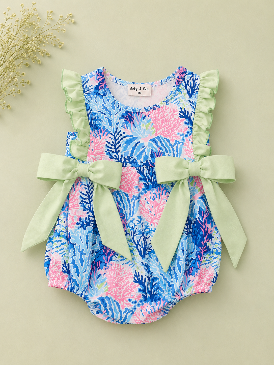 Abby & Evie Coral Reef Bubble Romper, NWT, 3 mo.