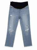 Isabel Maternity Distressed Straight Crop Jeans, 4