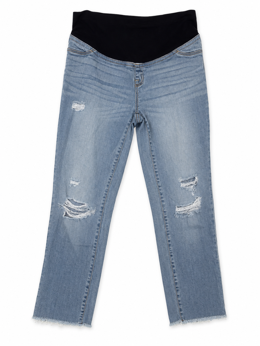 Isabel Maternity Distressed Straight Crop Jeans, 4