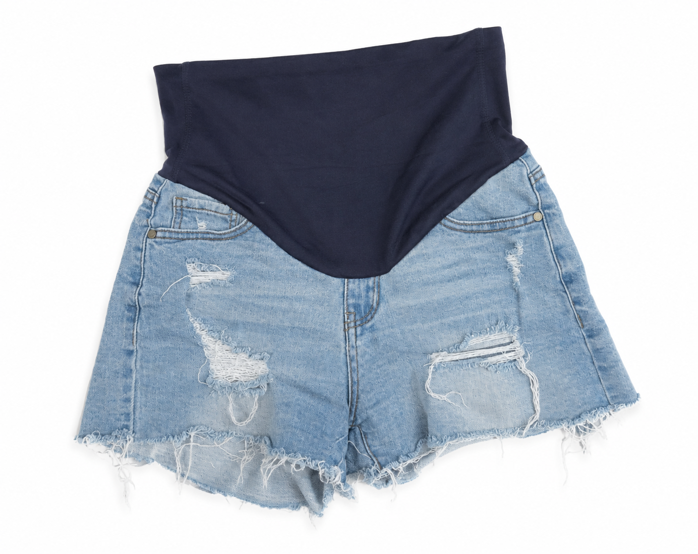 PinkBlush Maternity Maternity Distressed Denim Shorts, Small