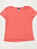Old Navy Coral Lettuce Hem Ribbed Tee, Girls 10/12
