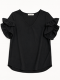 Culture Code Black Ruffle Sleeve Blouse, Small
