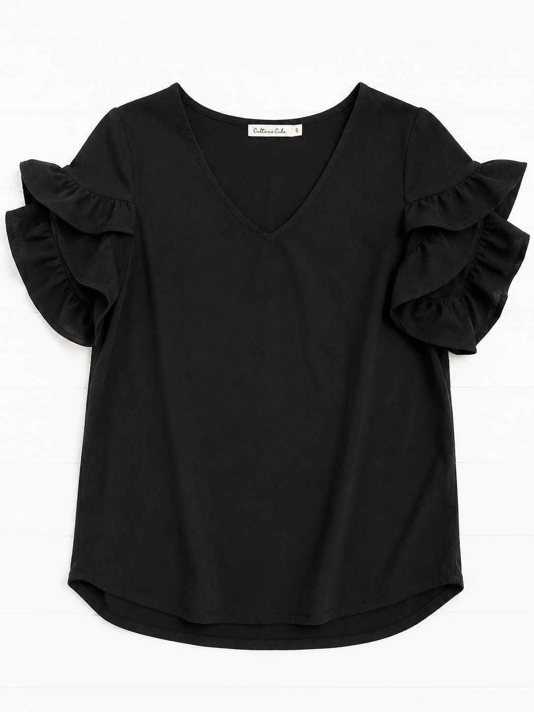 Culture Code Black Ruffle Sleeve Blouse, Small