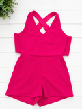 Crystal Sky Fuchsia Cross-Back Romper, Women's Medium