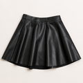 Black Faux Leather Circle Skirt, Girls 7/8