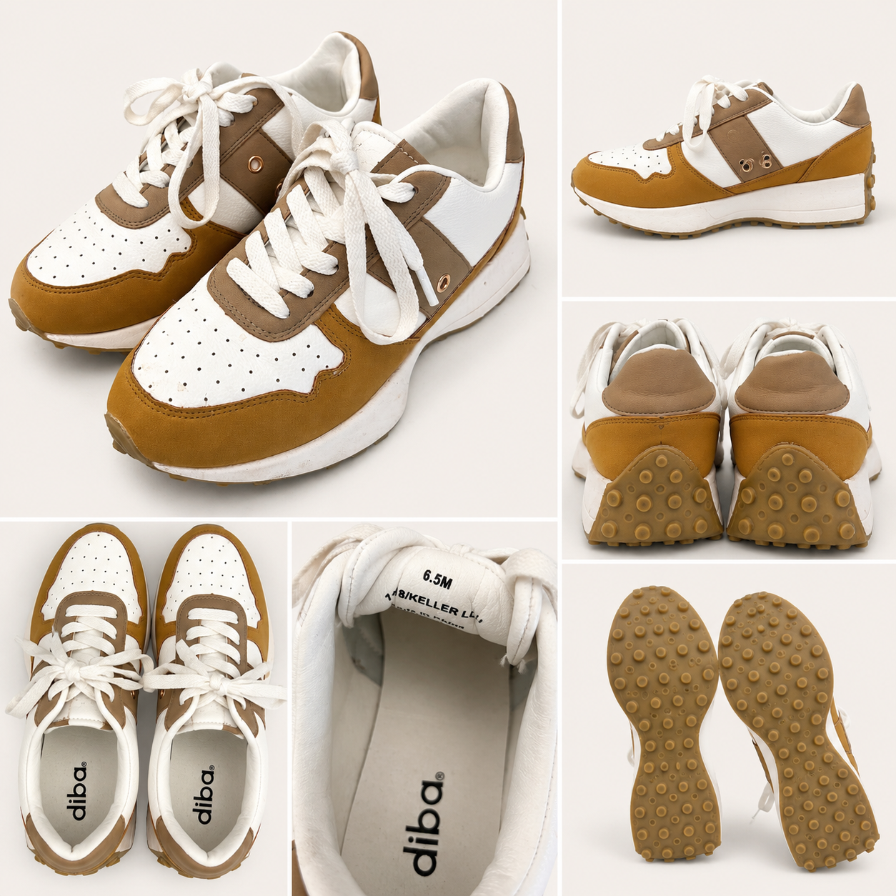 Aliba Neutral Colorblock Fashion Sneakers, 6.5