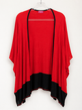 P. Michael Red, Black Open Front Kimono Cardigan, Women's Medium