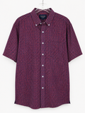 Roundtree & Yorke Red & Navy Check Button-Down SS Shirt, Men's Large