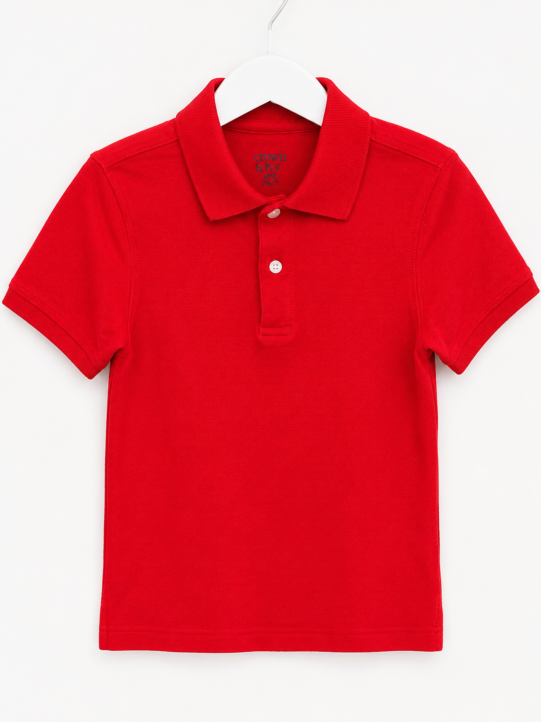 Crown & Ivy Solid Red Classic Polo, Boys Small