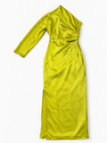 ZARA Satin One-Shoulder Midi Dress with Back Slit, Small