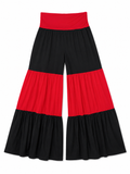 Pomelo Color Block Tiered Wide Leg Pants, Women's Small