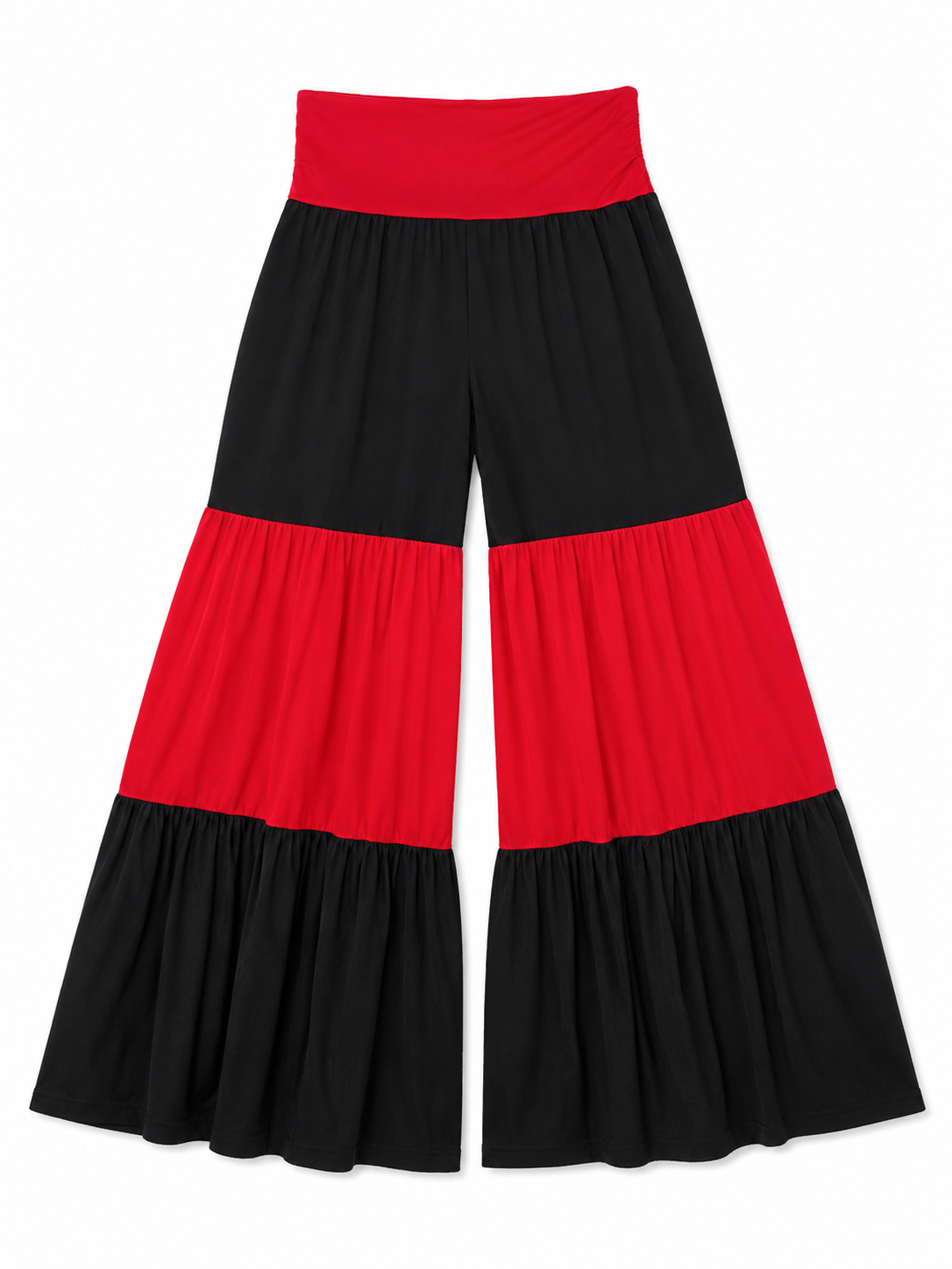 Pomelo Color Block Tiered Wide Leg Pants, Women's Small