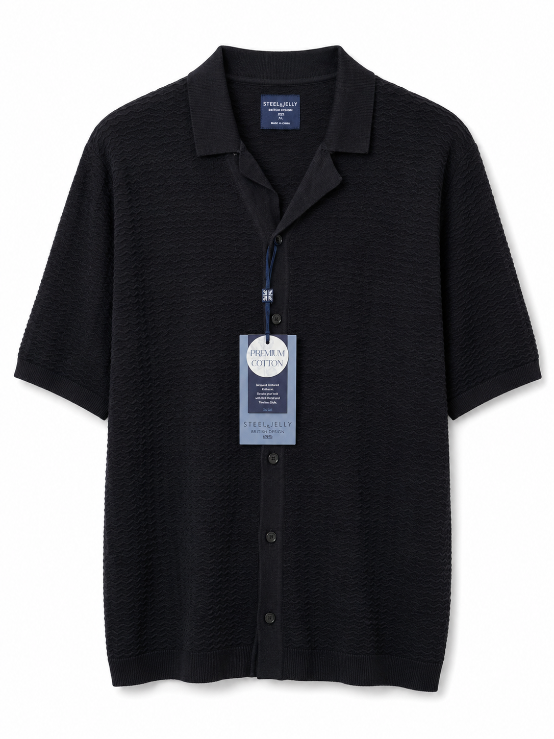 Steel & Jelly Jacquard Textured Button-Front Knit Shirt, NWT, Men's XL