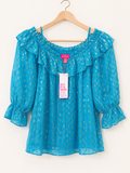 Lilly Pulitzer Cecee Top Metallic Dobby Blouse, NWT, Women's Medium