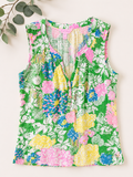 Lilly Pulitzer Sleeveless Floral Henley Top, Women's Medium