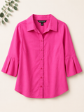 Sharagano Pink Button-Front Blouse, Women's Small