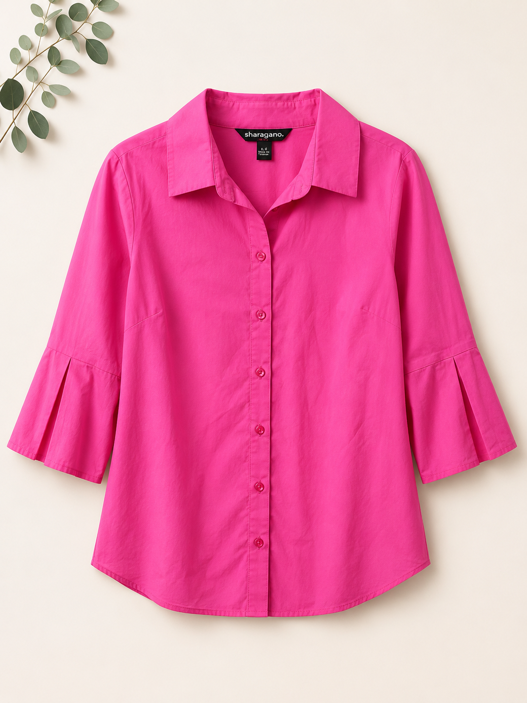 Sharagano Pink Button-Front Blouse, Women's Small