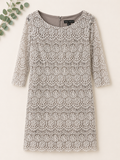 Jessica Howard Taupe, Ivory Lace Sheath Dress, 10 Petite