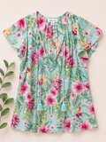 Land 'N Sea Tropical Floral Tassel Top, Women's Large
