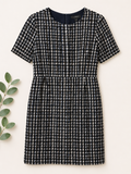 J. Crew Black & Blue Textured Print Shift Dress, Women's 10