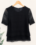 Banana Republic Black Textured Lace Blouse, Women's Small