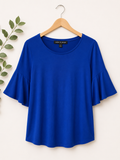 Cable & Gauge Royal Blue Bell Sleeve Knit Top, Women's Small