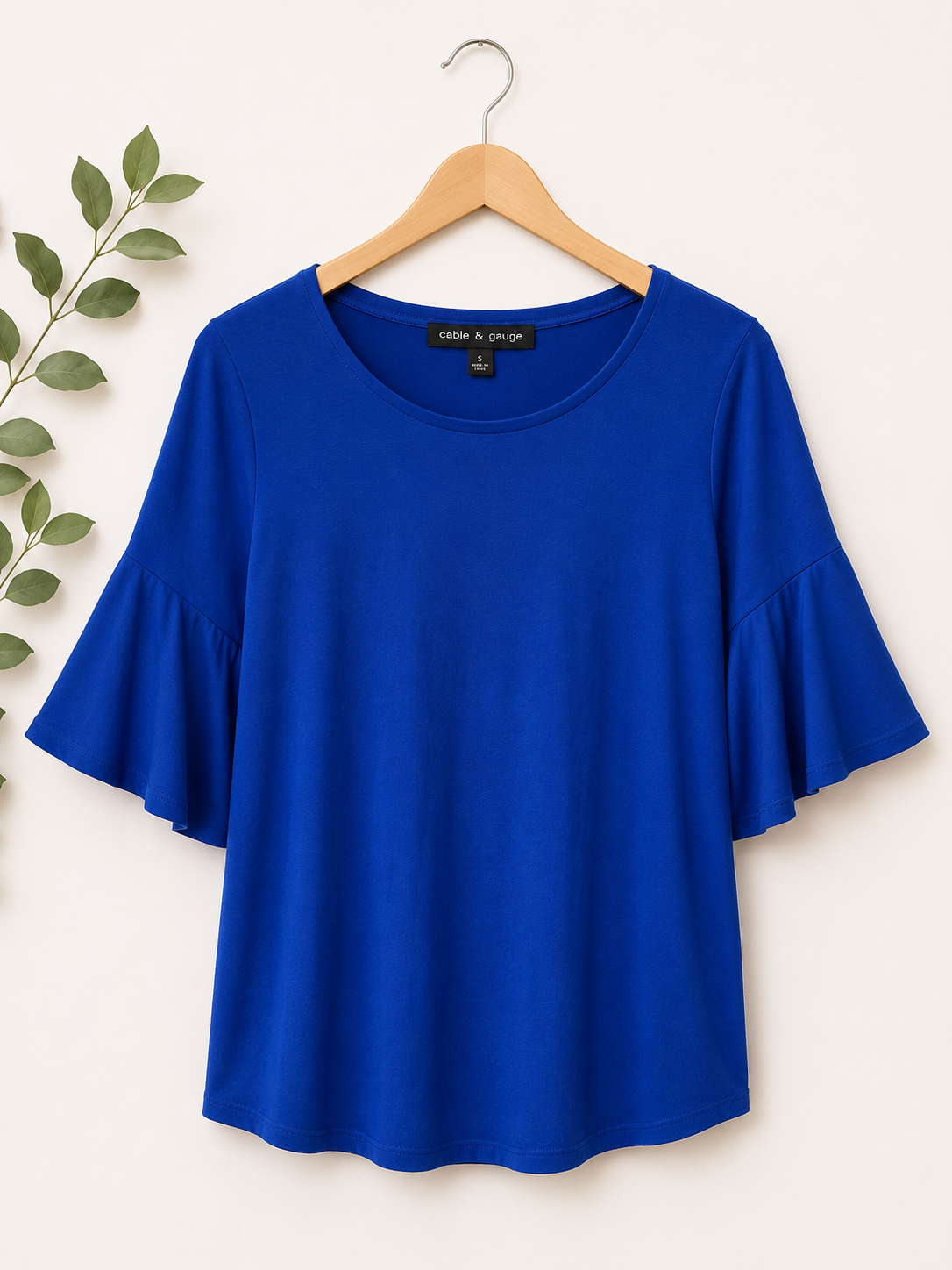 Cable & Gauge Royal Blue Bell Sleeve Knit Top, Women's Small
